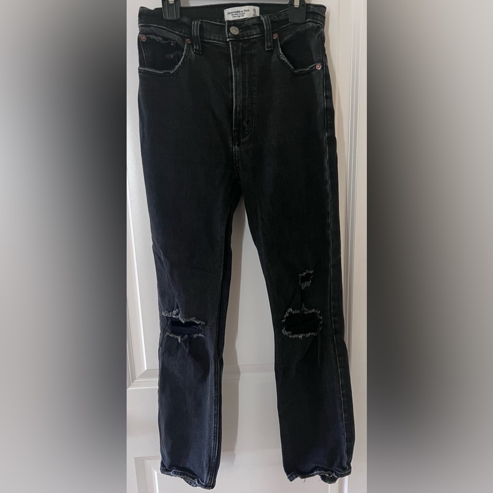 Abercrombie & Fitch The Ankle Straight High Rise Black Jeans